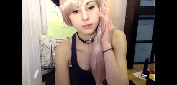  cute girl in a wig with cat ears